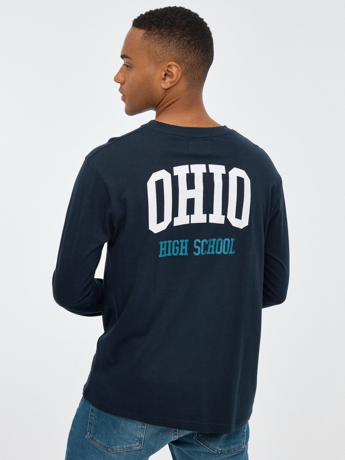 OHIO print T-shirt navy middle back view