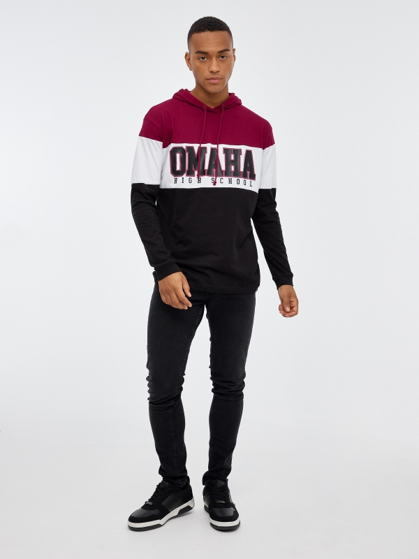 OMAHA hooded T-shirt black front view