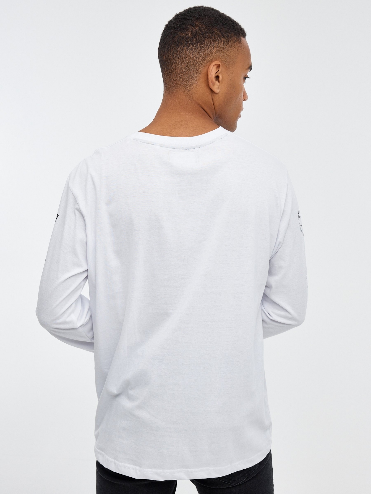 Compass print t-shirt white middle back view