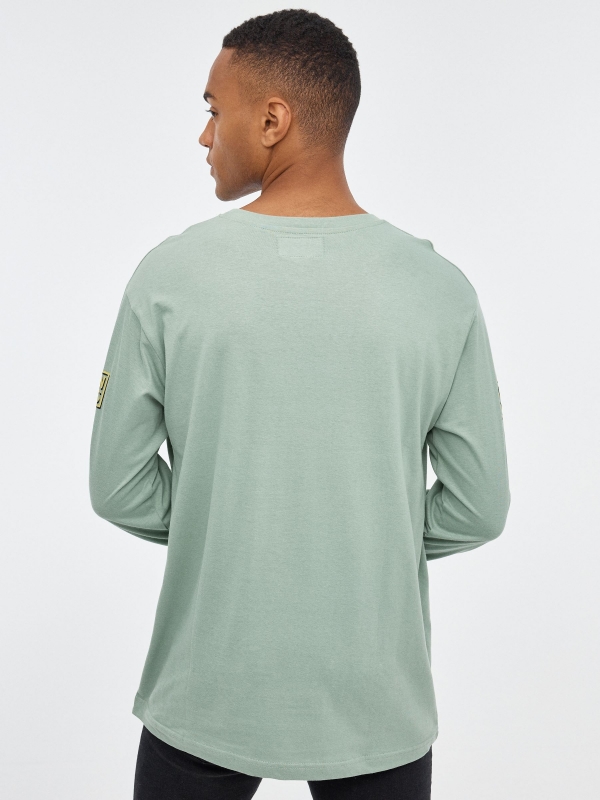 T-shirt Extinction In Progress verde acinzentado vista meia traseira