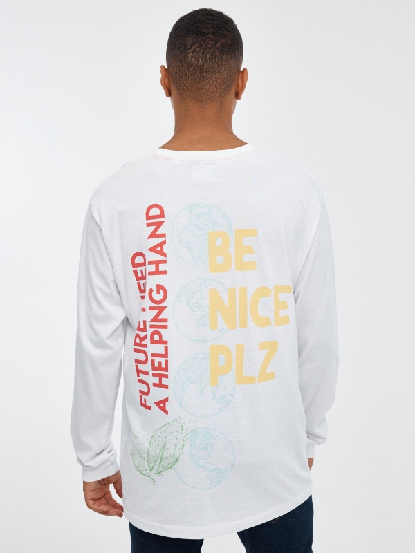 Be Nice Plz T-shirt white middle back view