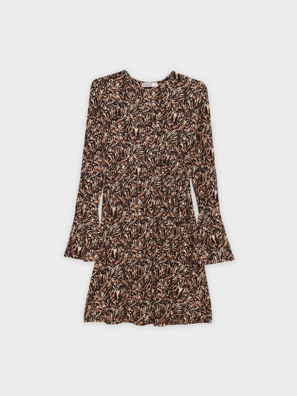  Vestido mini crossover com animal print multicolorido