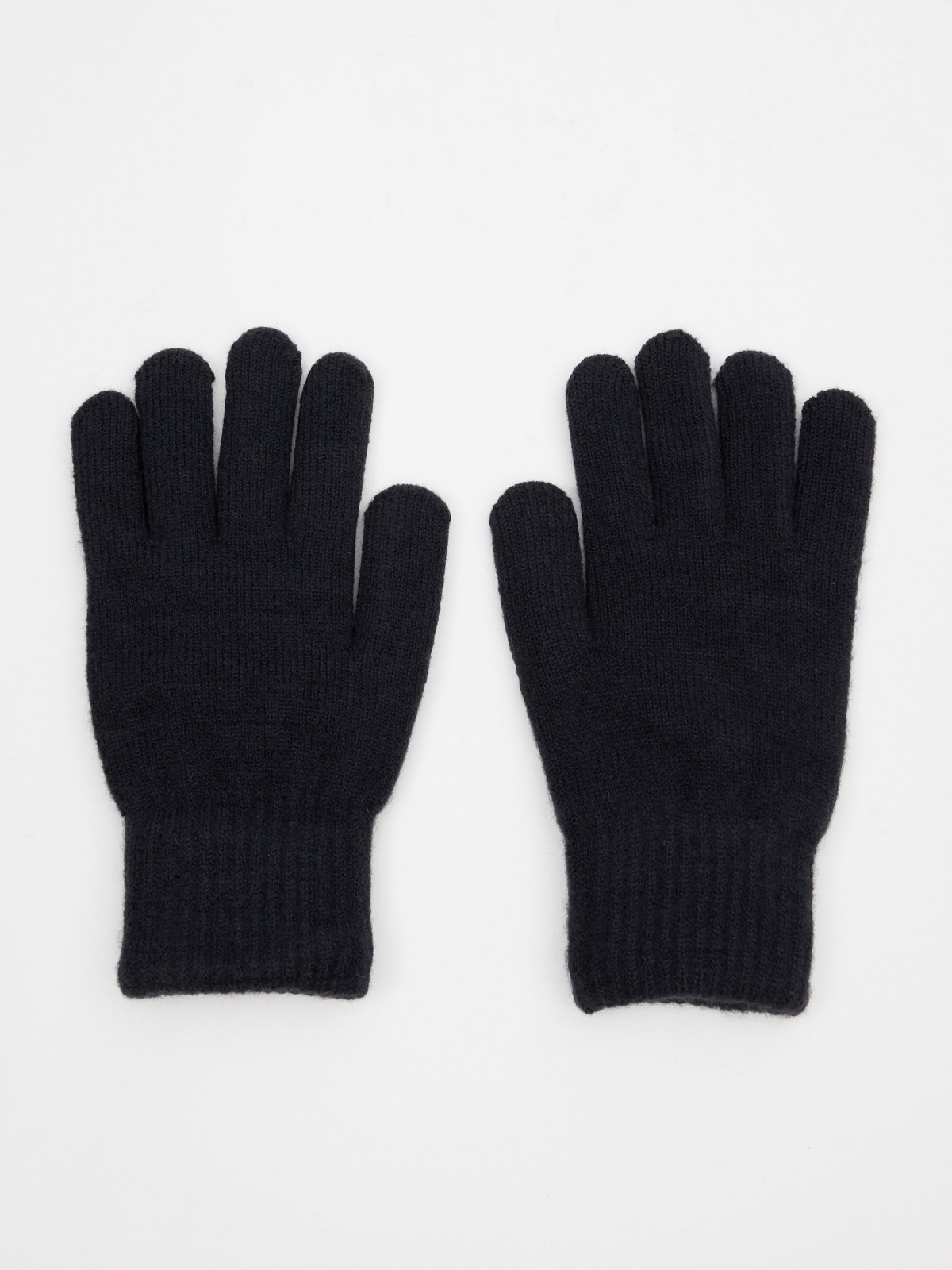 Brand embroidered gloves dark blue detail view
