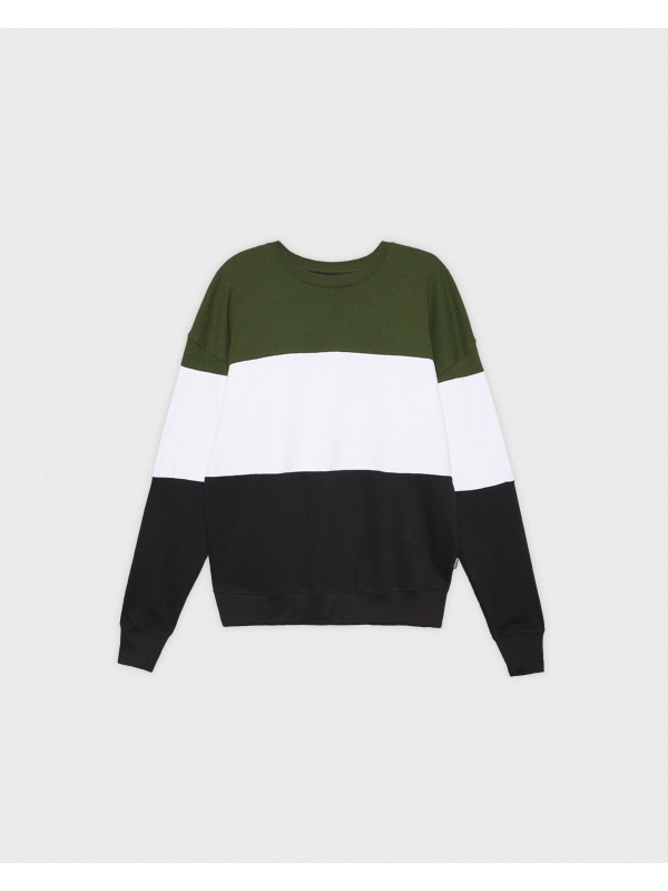  Green color block sweatshirt black