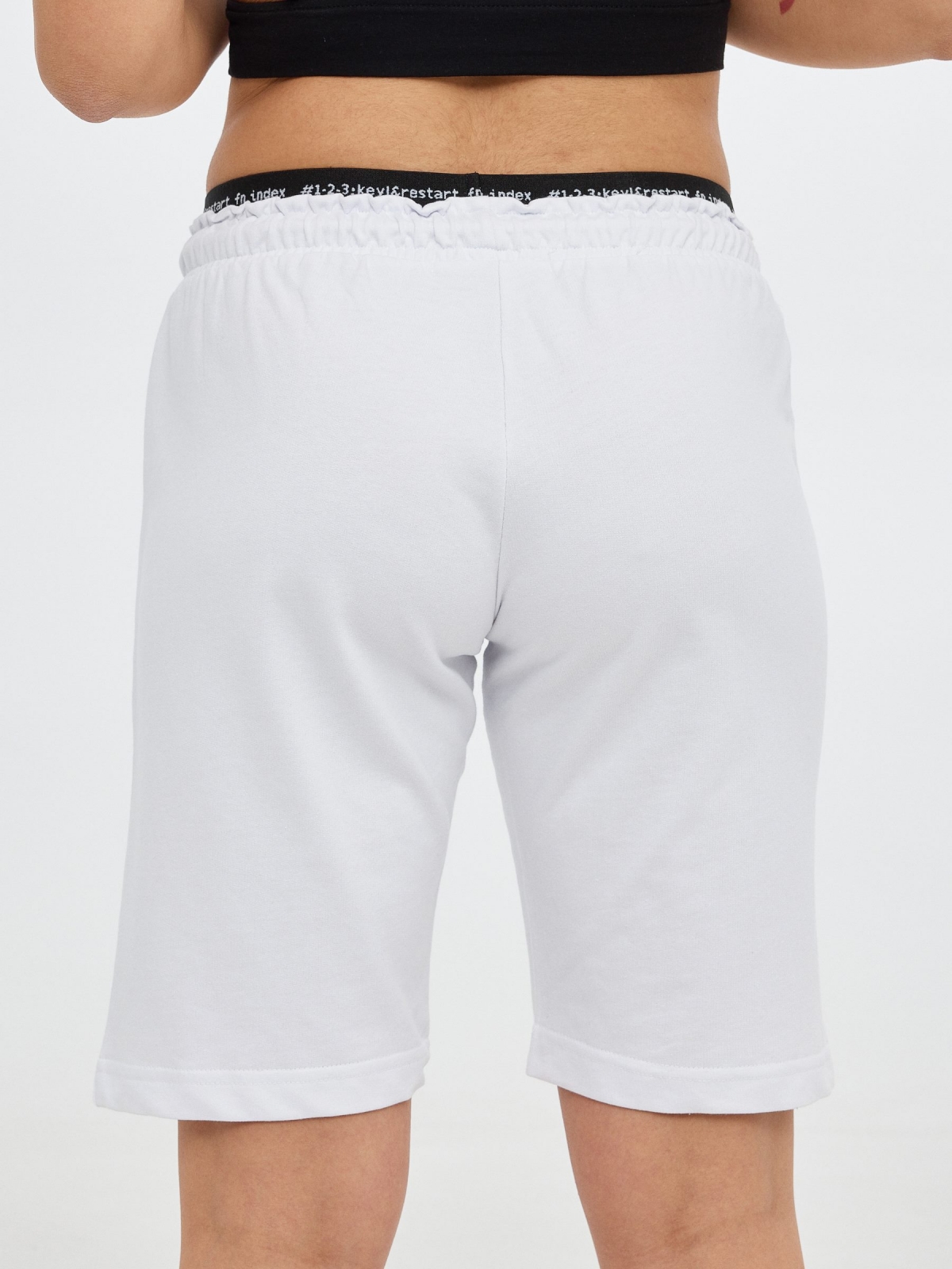 Plush bermuda shorts with elastic white detail view