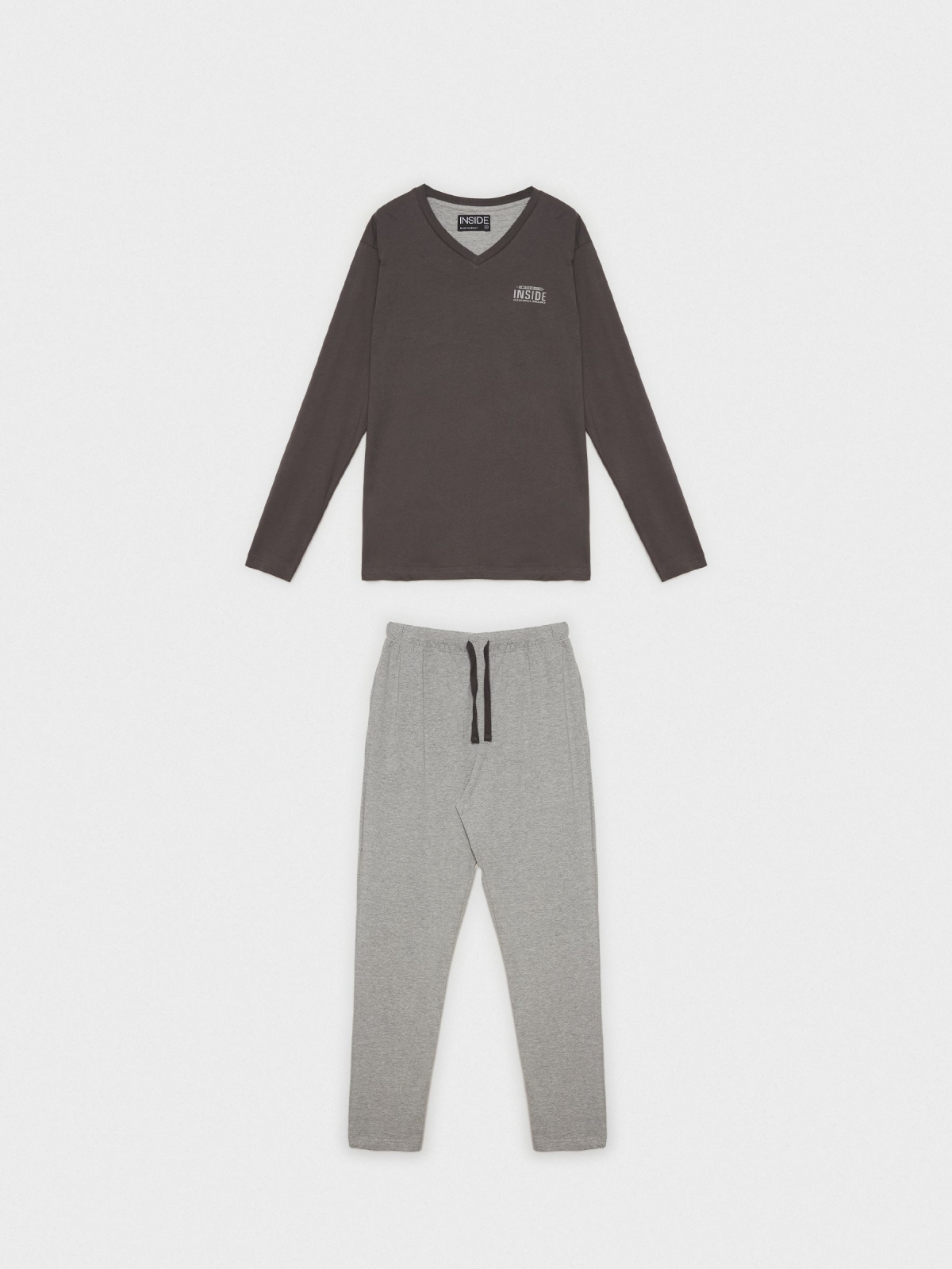 Pijama básico cinzento-escuro cinza melange