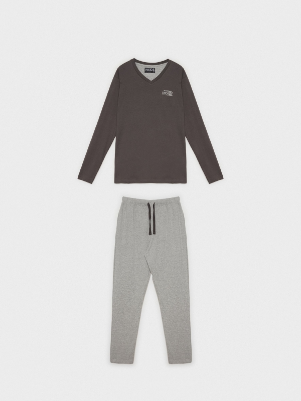 Pijama básico cinzento-escuro cinza melange