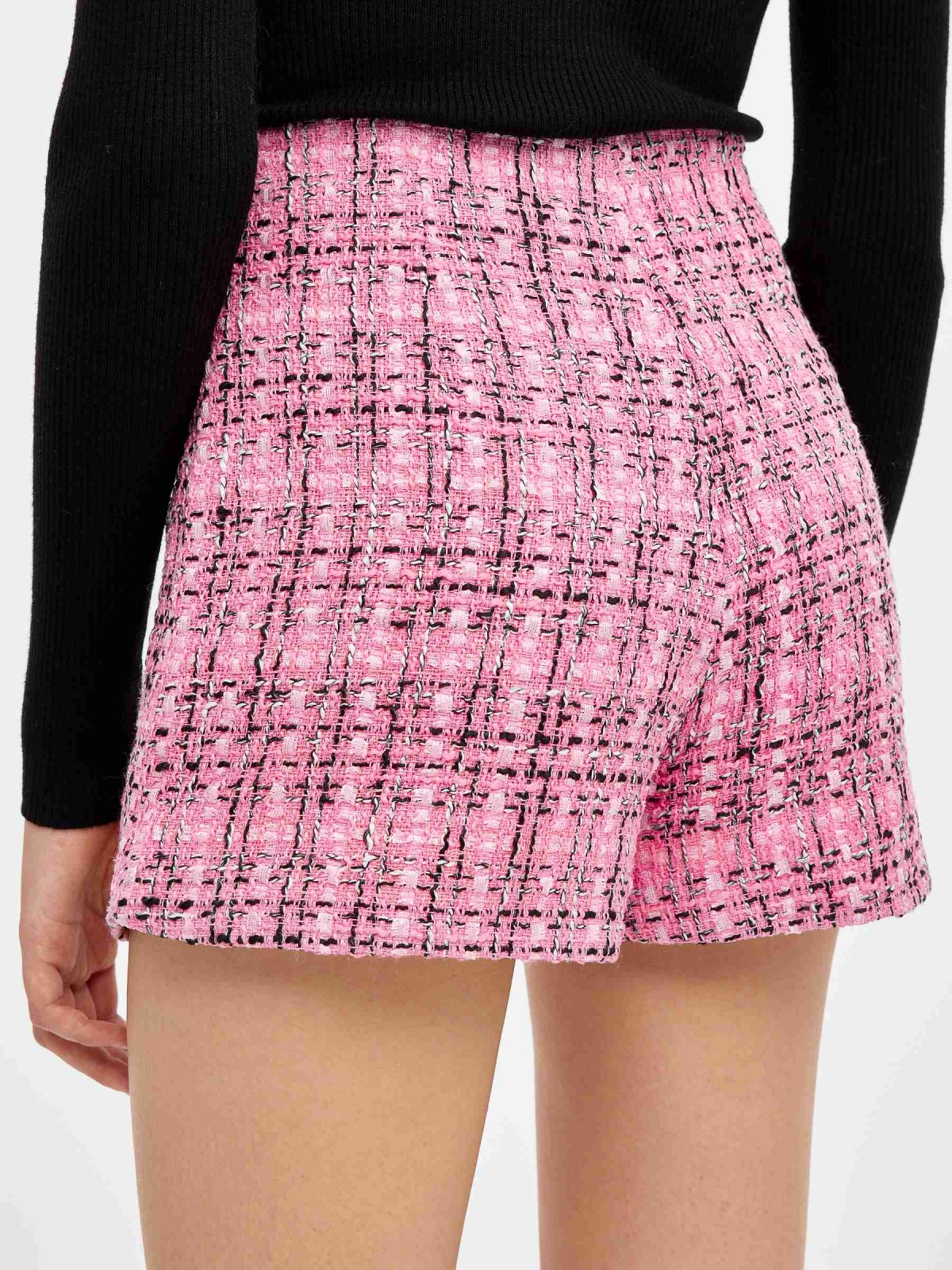 Jacquard print shorts with pockets bubblegum pink front view