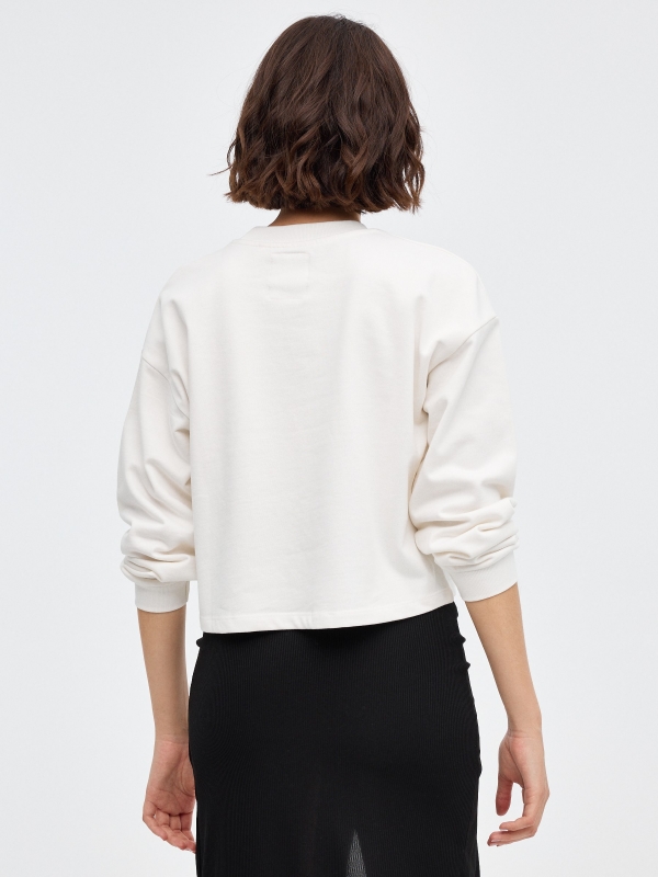 Crop sweatshirt with face off white middle back view