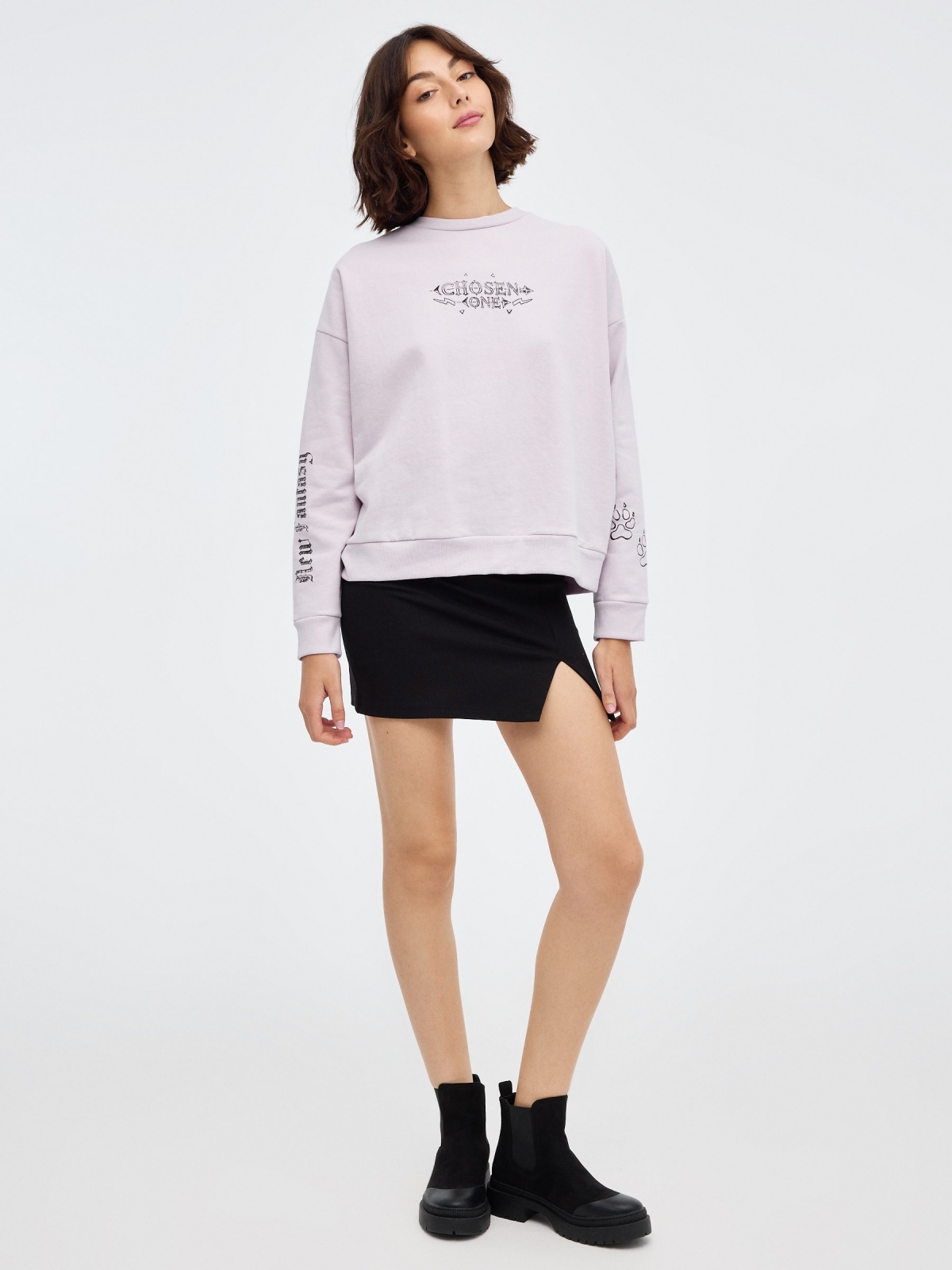 Chosen crop sweatshirt mauve front view