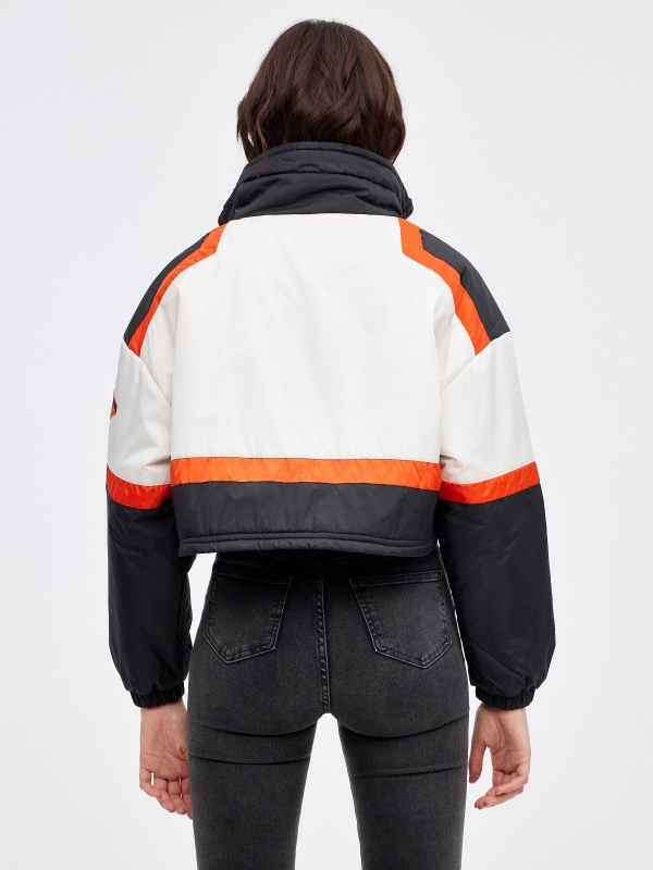 Nylon racing jacket off white middle back view