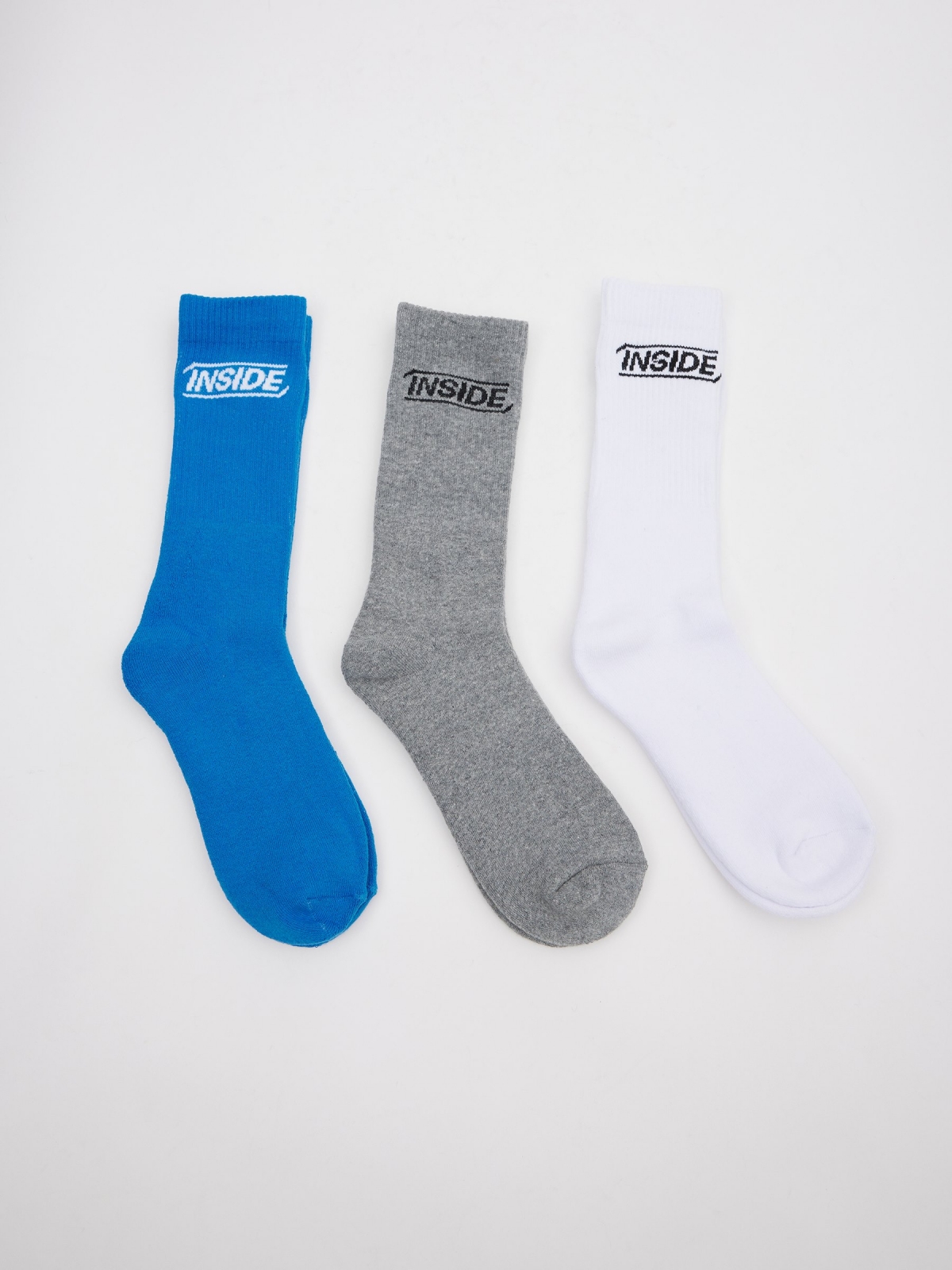 Pack 3 sports socks multicolor middle front view