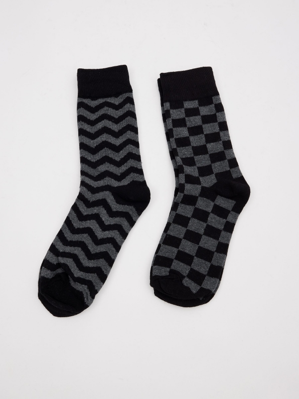 Pack 2 geometric print socks multicolor middle front view