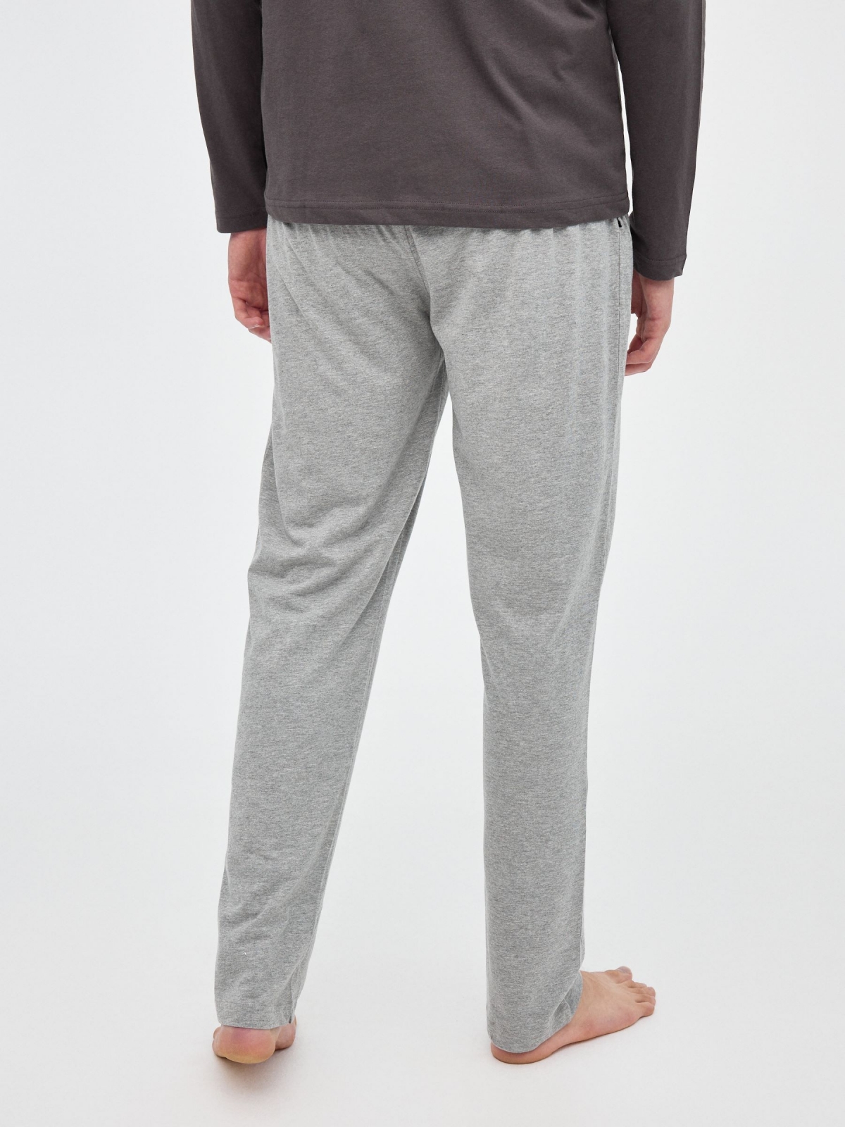 Pijama básico cinzento-escuro cinza melange vista detalhe