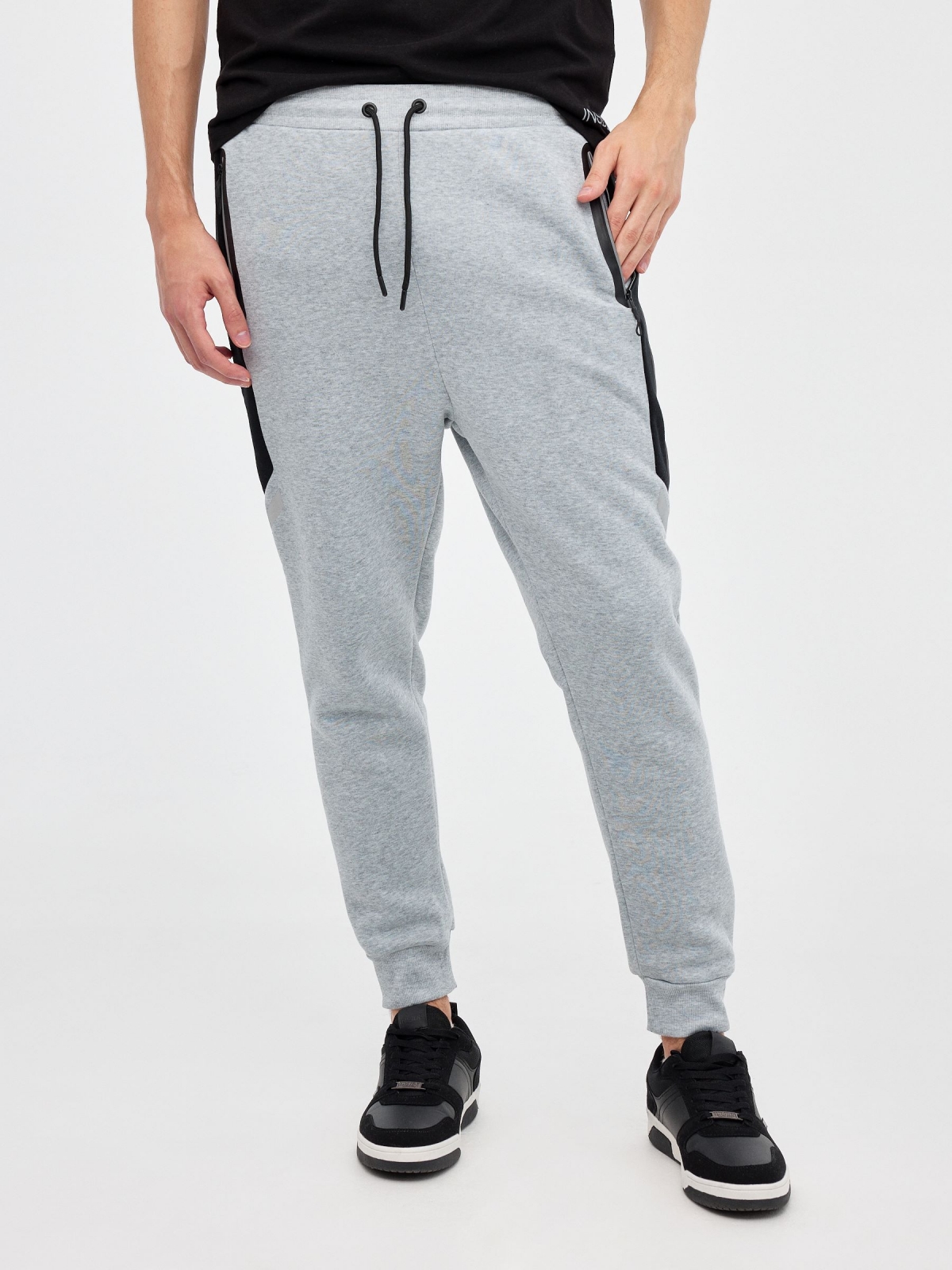 Sport jogger pants light grey middle front view
