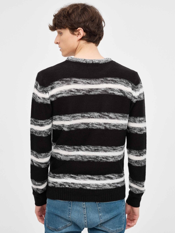 Marbled striped jumper black middle back view