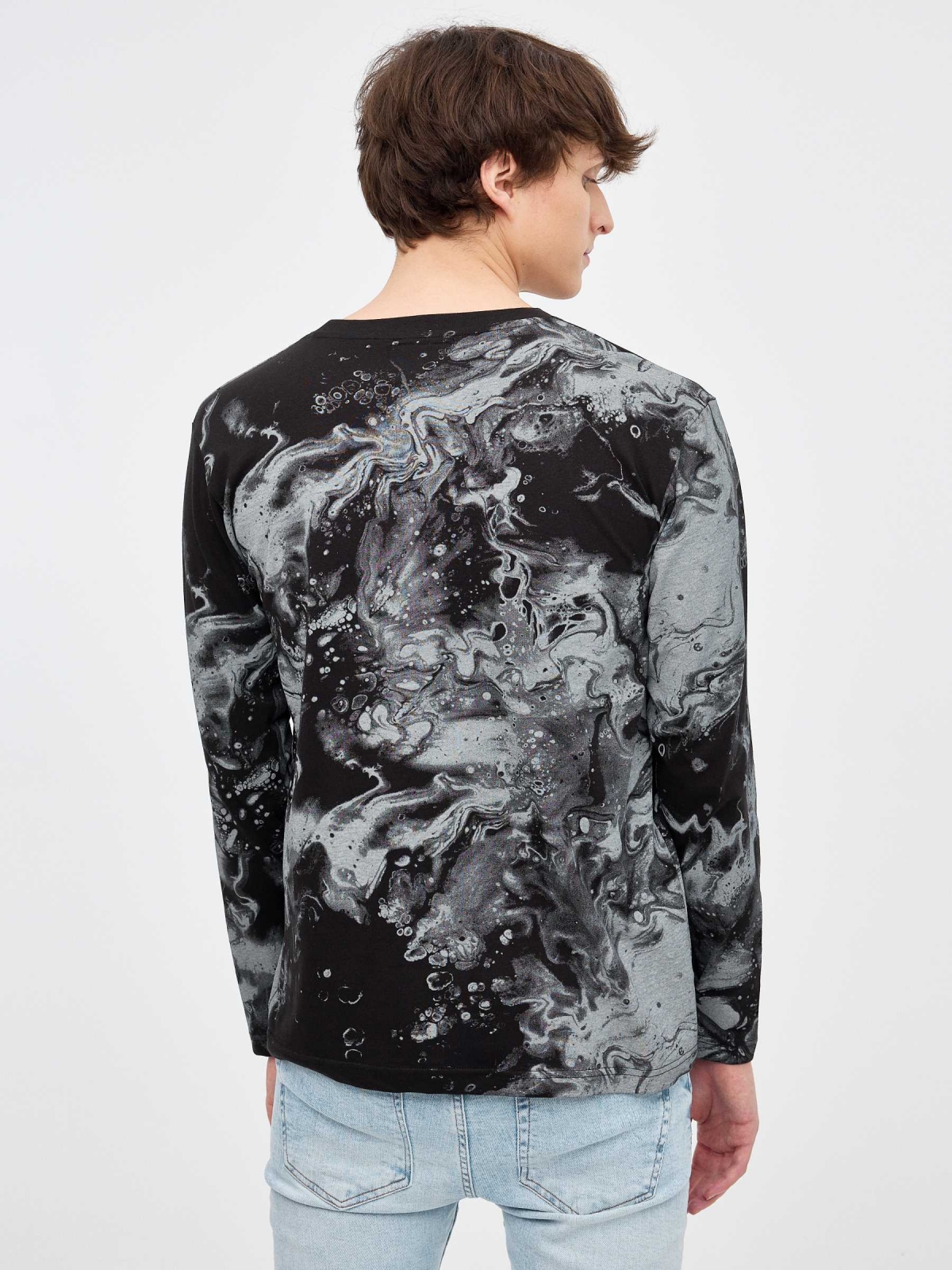 Psychedelic black T-shirt black middle back view