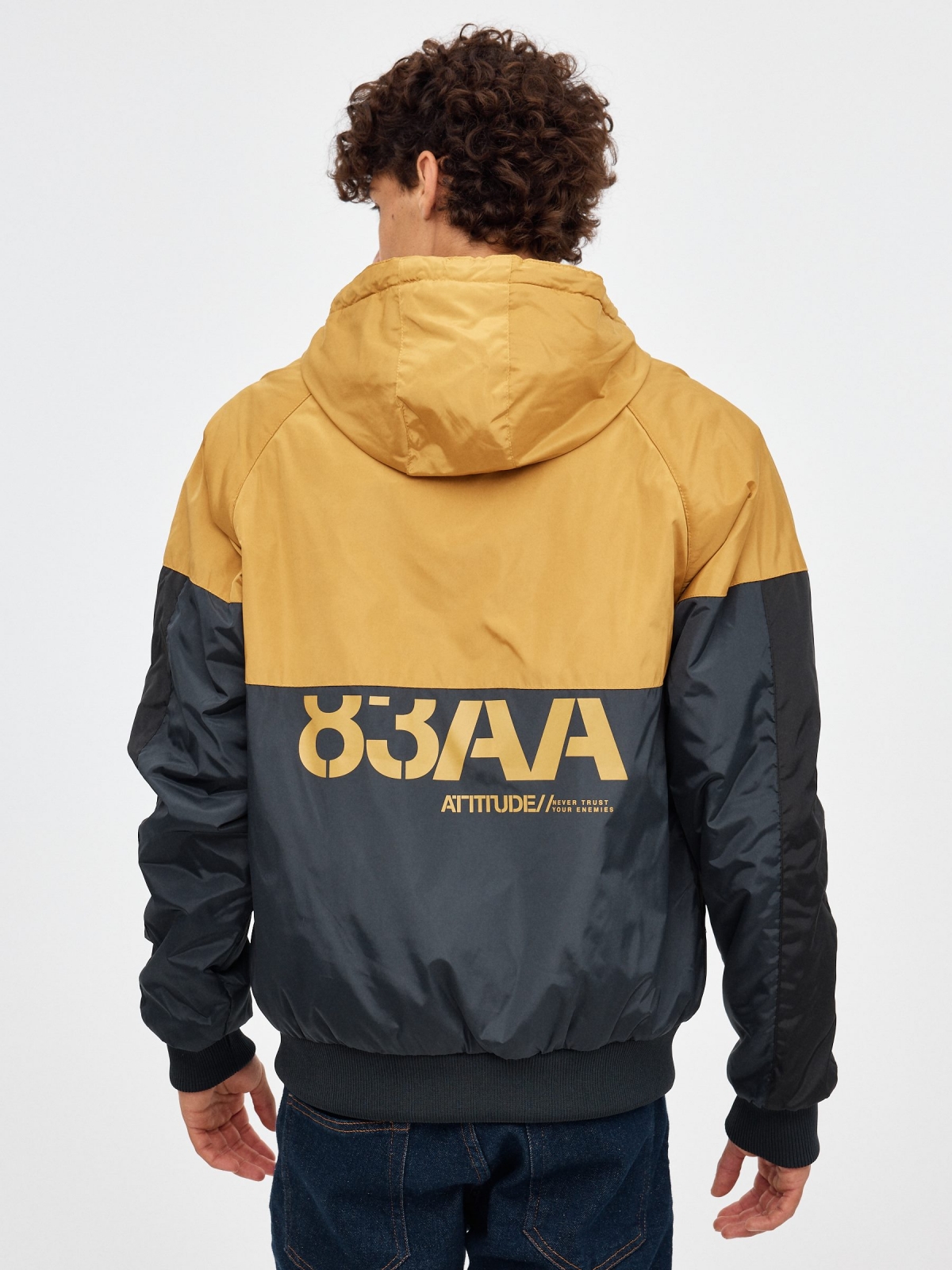 Nylon jacket coordinates ochre middle back view