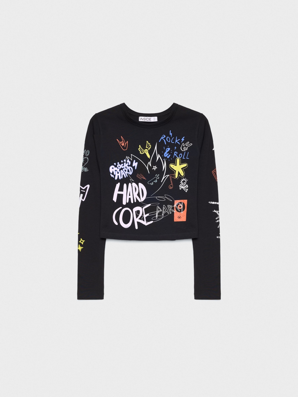  Camiseta slim Hard Core negro