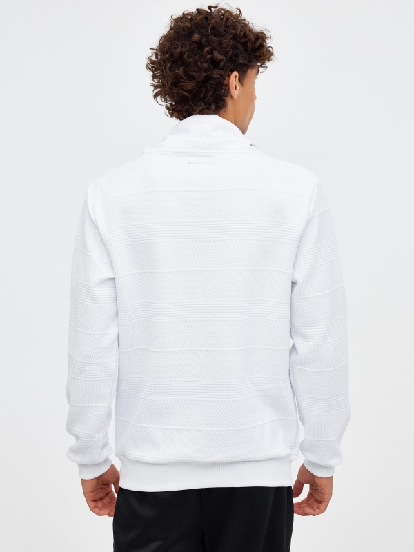Textured crewneck sweatshirt white middle back view