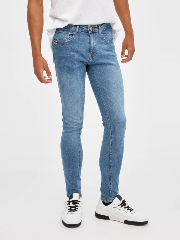Modern Super Slim Jeans blue middle front view