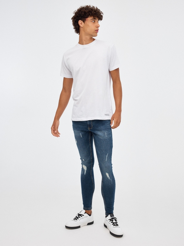 Men's superskinny jeans navy front view