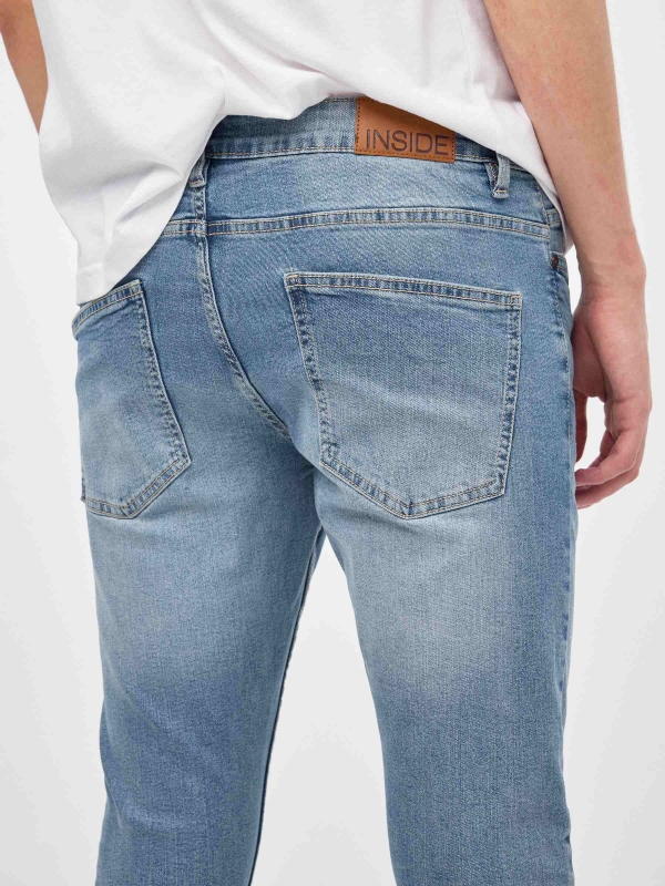 Jeans skinny denim rotos azul vista detalle