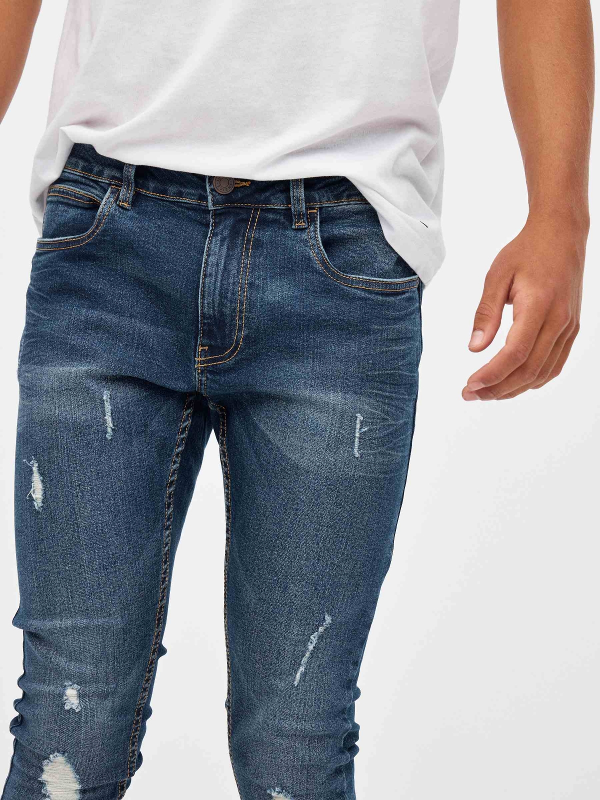 Men's superskinny jeans navy detail view