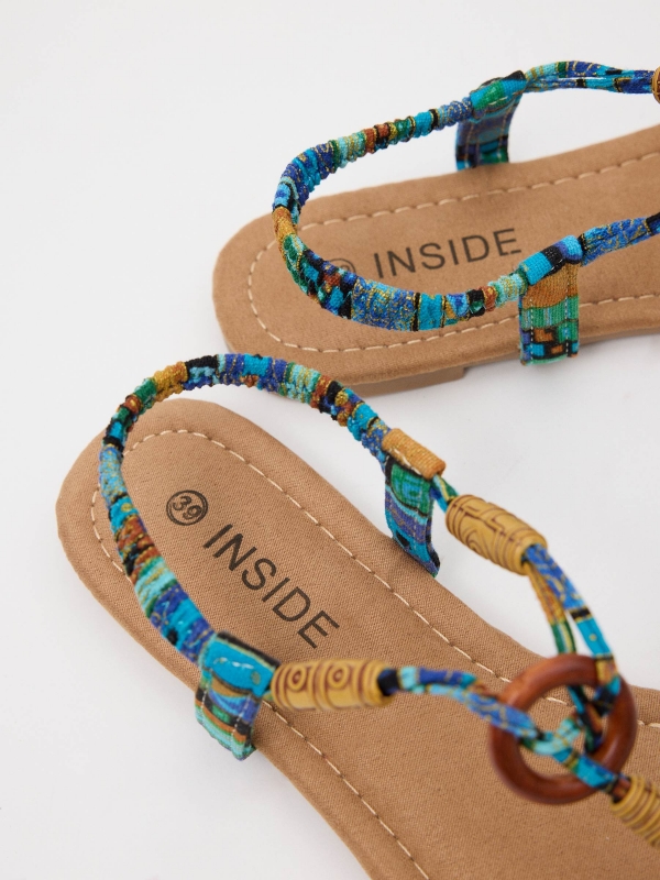 Flat toe sandal with beads multicolor detail view