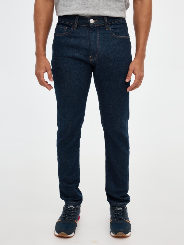 Dark blue slim jeans blue middle front view