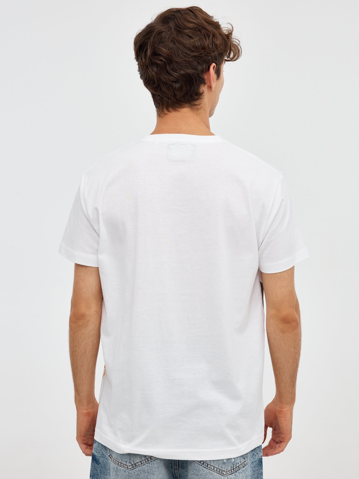 INSIDE print T-shirt white middle back view