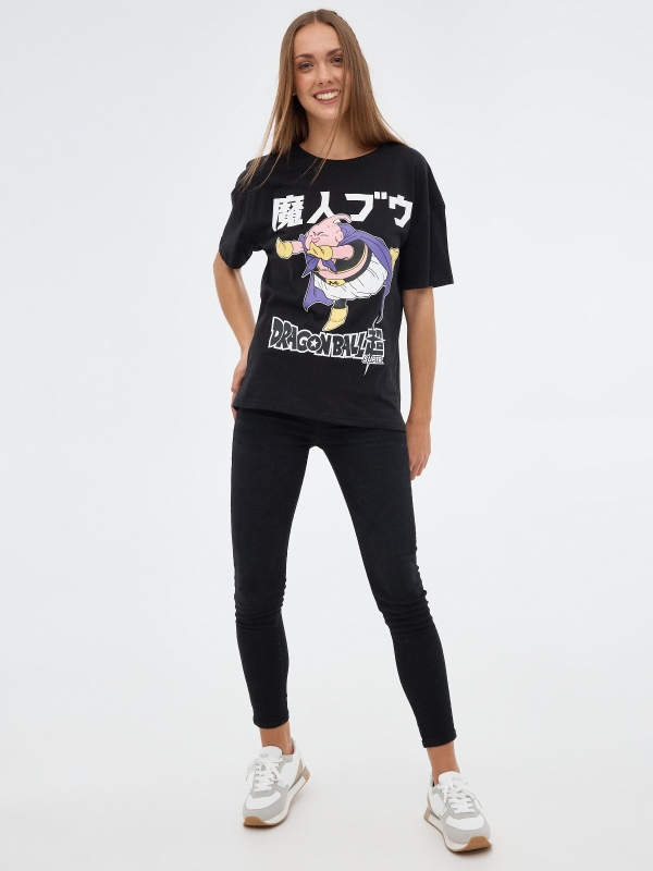 T-shirt oversized Dragon Ball preto vista geral frontal