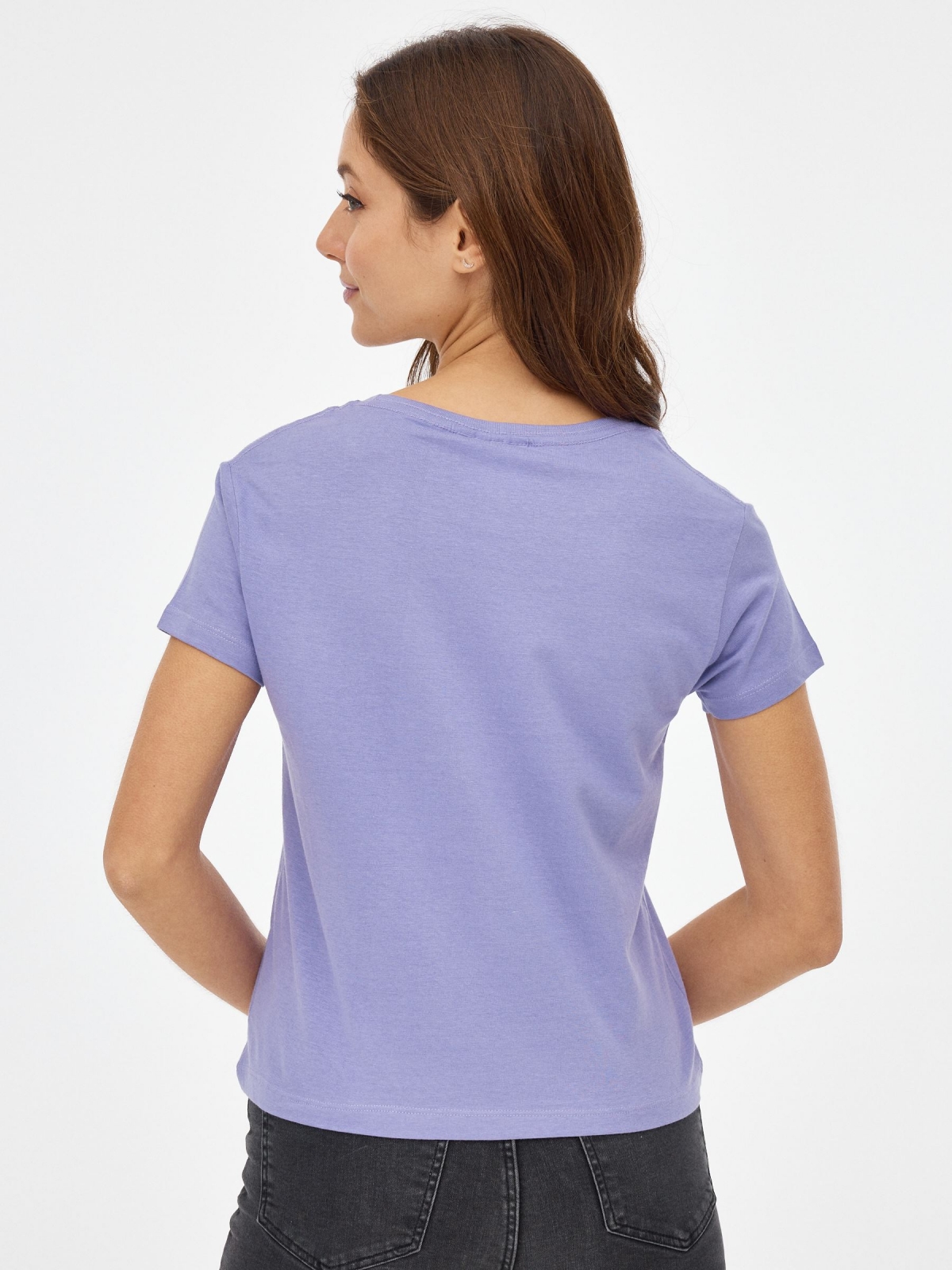 Stitch t-shirt lilac middle back view