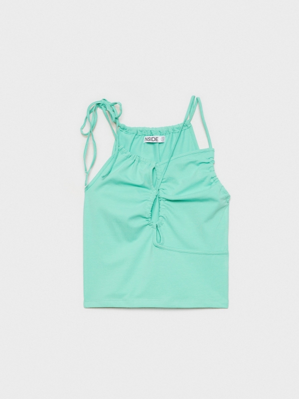  Top cut out halter sea green