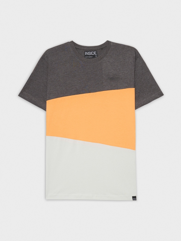  Camiseta tricolor block gris oscuro