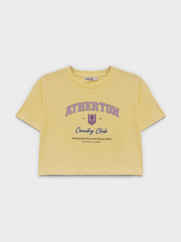  Camiseta crop morada amarillo pastel