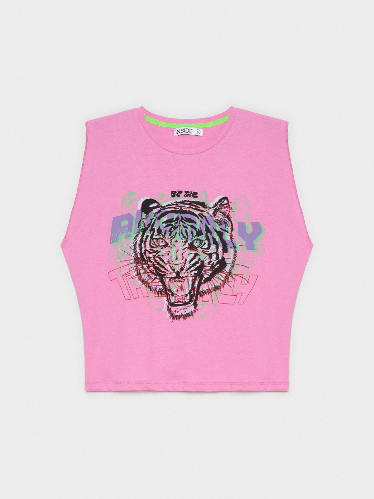  T-shirt de tigre sem mangas magenta