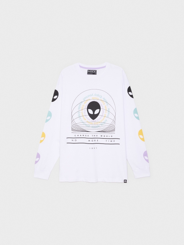  T-shirt com print Aliens branco