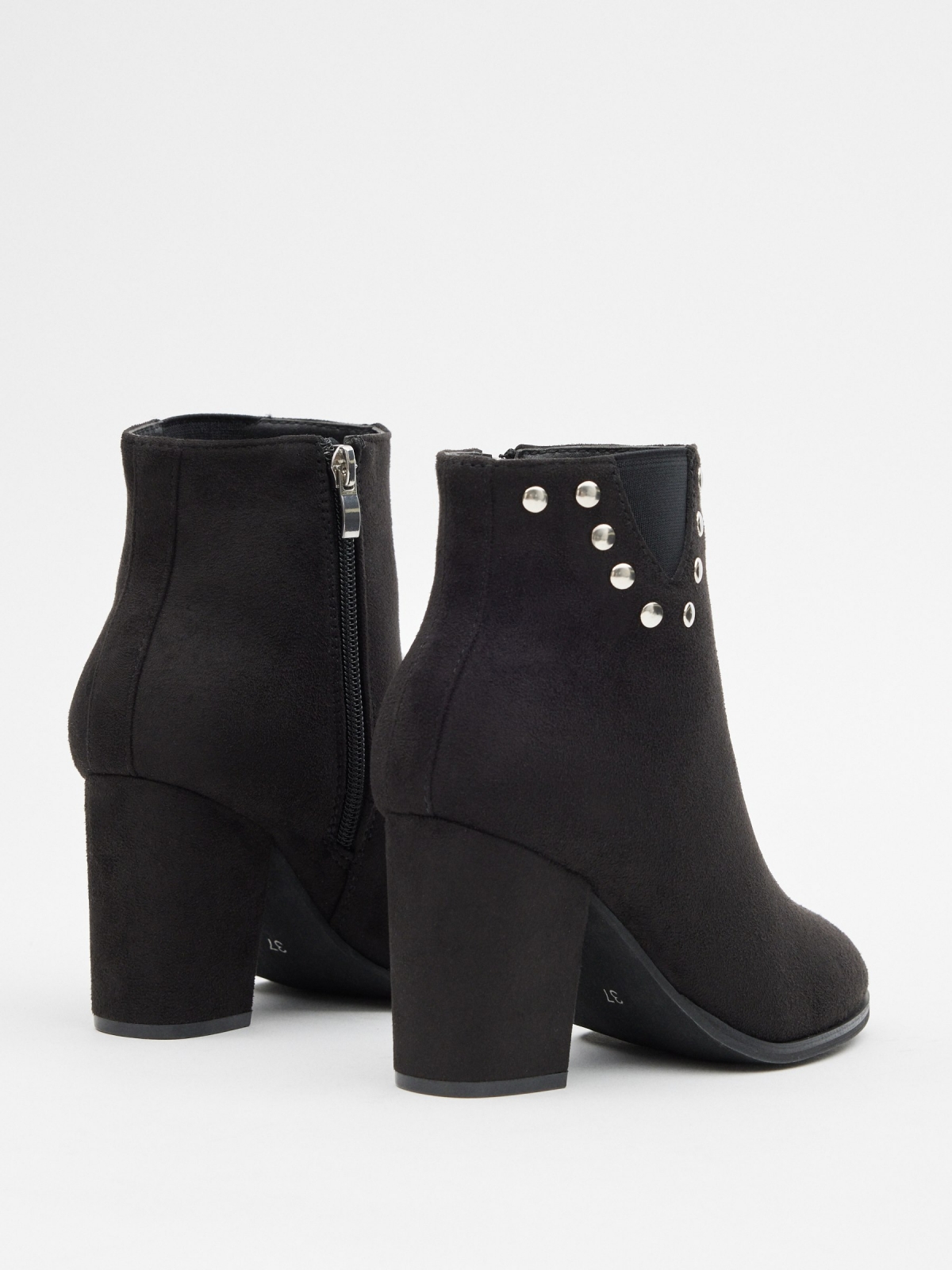 Ankle boots with studs and elastics black 45º back view