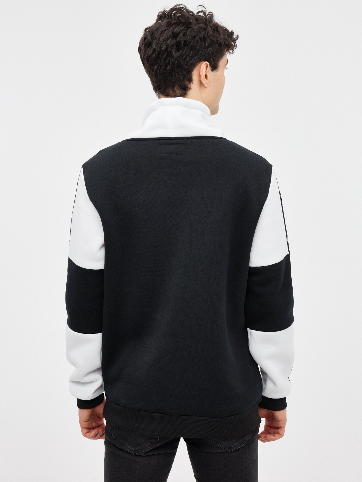 Sweatshirt with wrap-around collar black middle back view