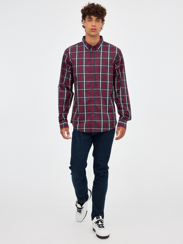 Regular fit plaid shirt black front view