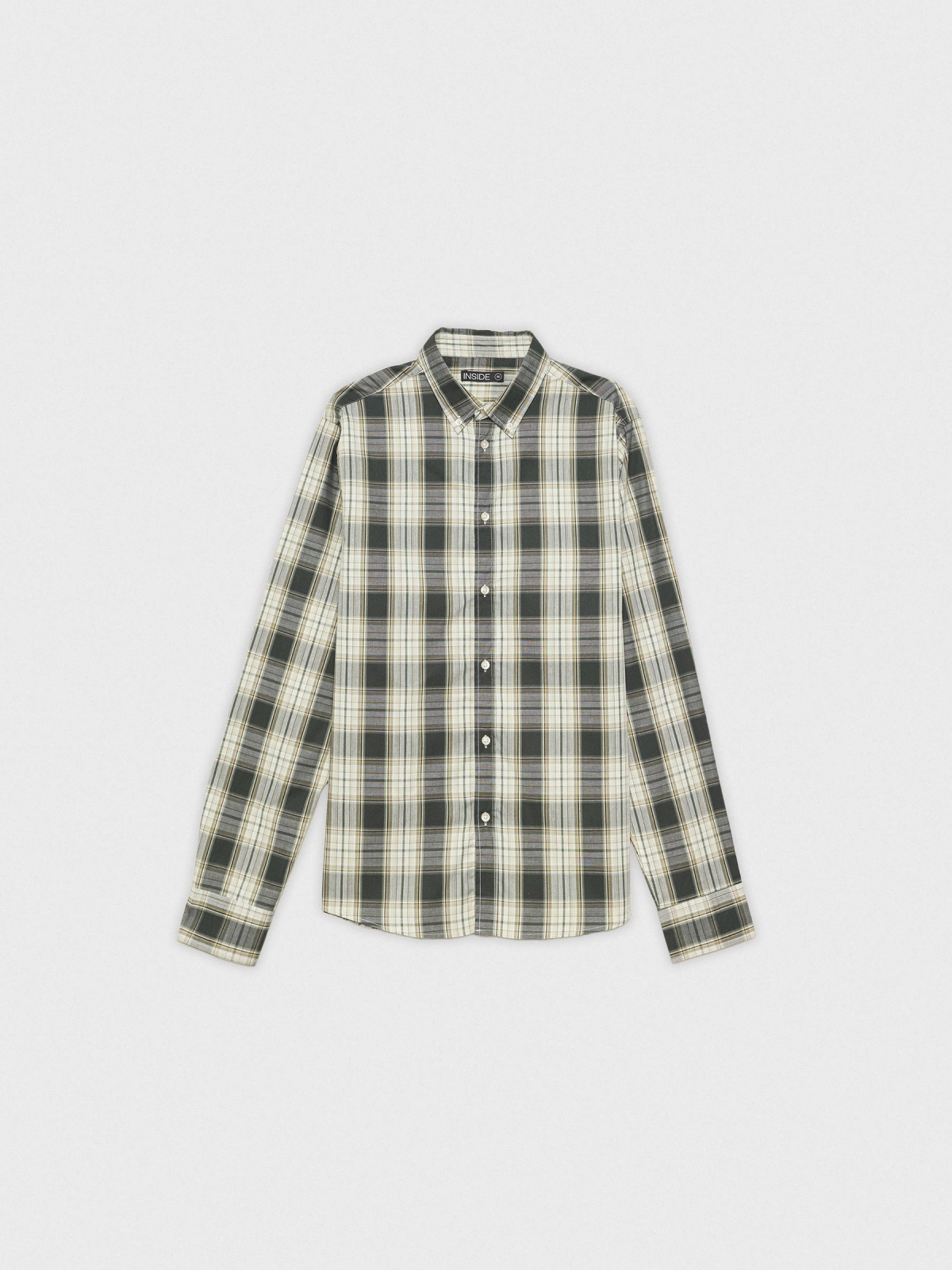  Green checkered shirt beige