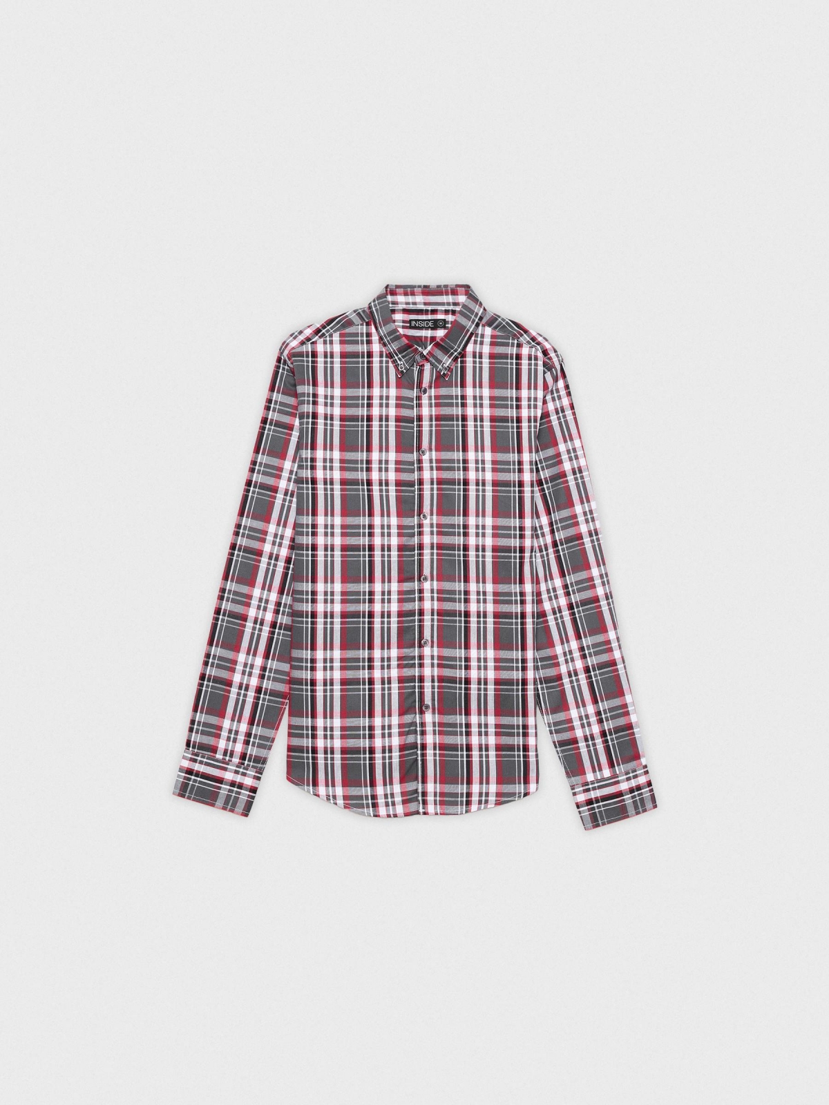  Checked cotton shirt red