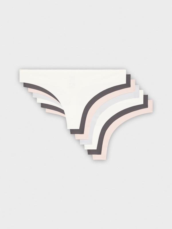 Pack 7 seamless thongs multicolor middle front view