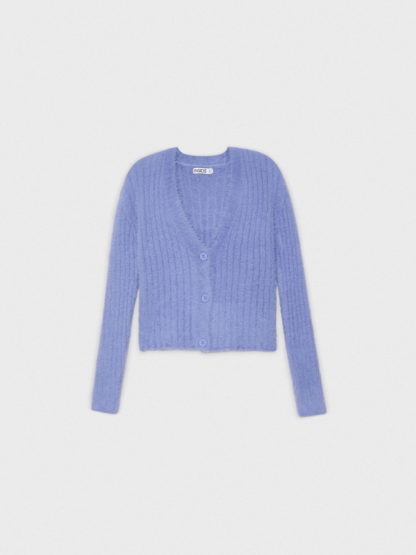  Fur-effect knitted cardigan lilac