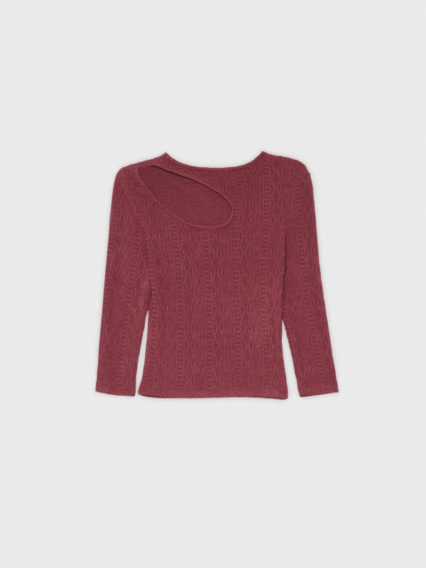  Knitted crop top with pattern garnet