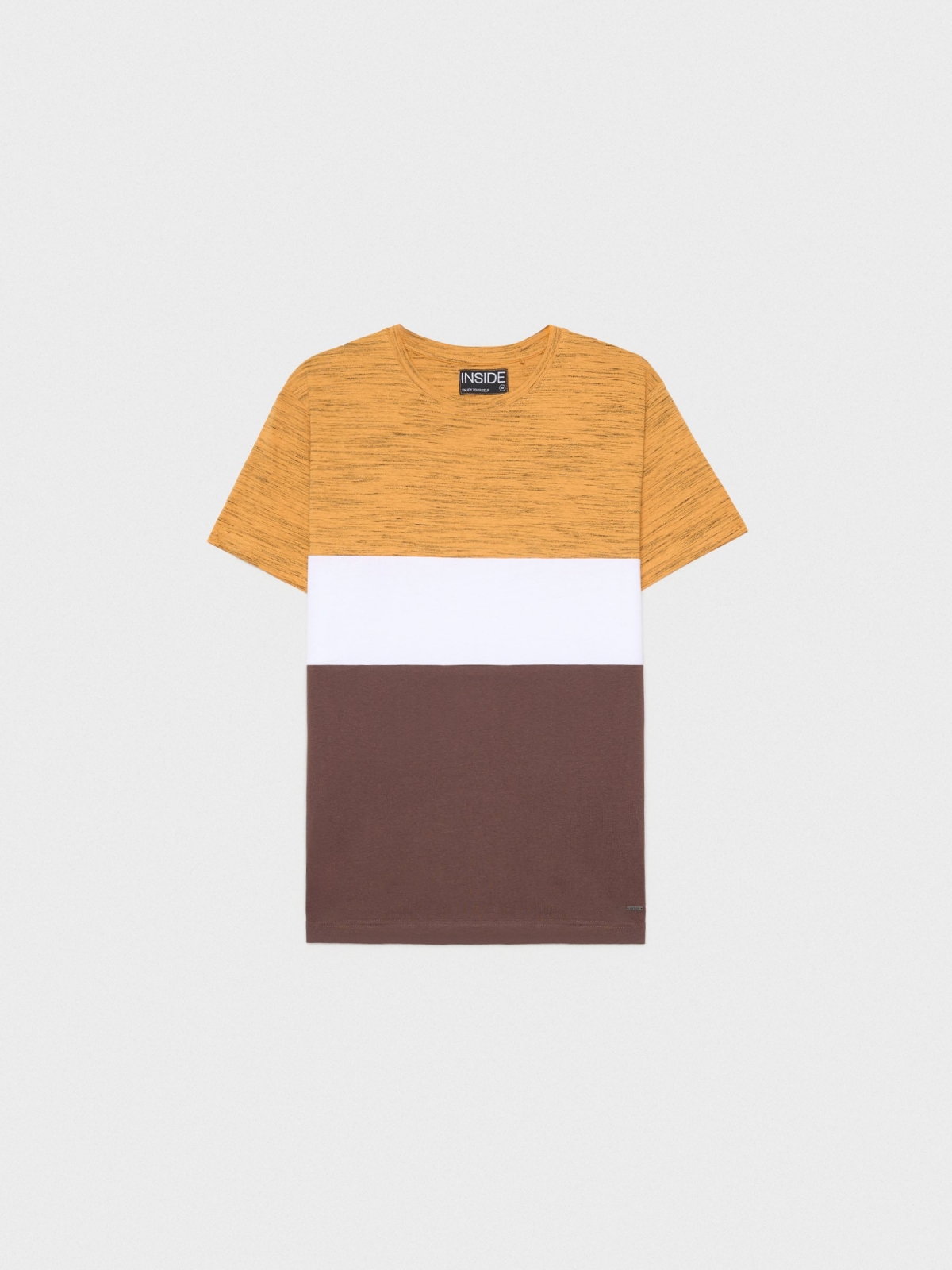  T-shirt normal color block chocolate