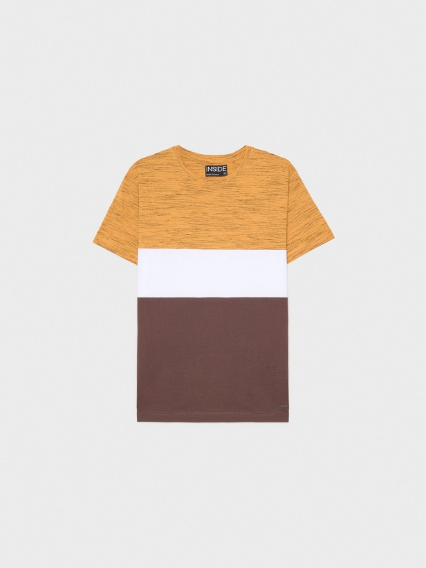  T-shirt normal color block chocolate