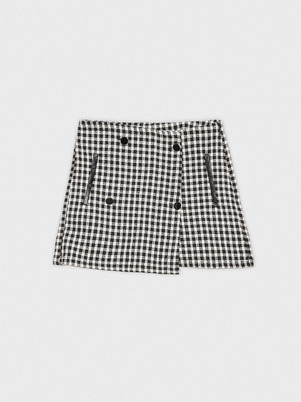  Skort abotonada tweed negro