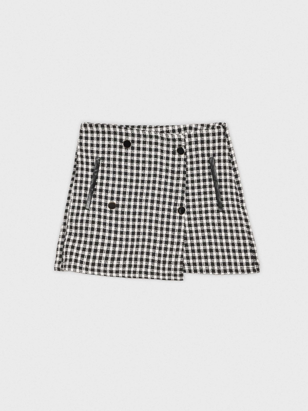  Skort de tweed com botões preto